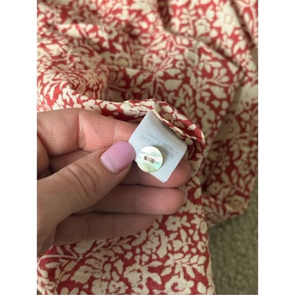 Faherty CARMEL DRESS TANDOORI SPICE MIDI size L Floral Ditsy Button Front Short - Picture 14 of 14